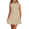 Vestito polo senza maniche per bambina, casual, da indossare tutti i giorni, con colletto e orlo a balze, vestibilità comoda, vestito estivo per bambini