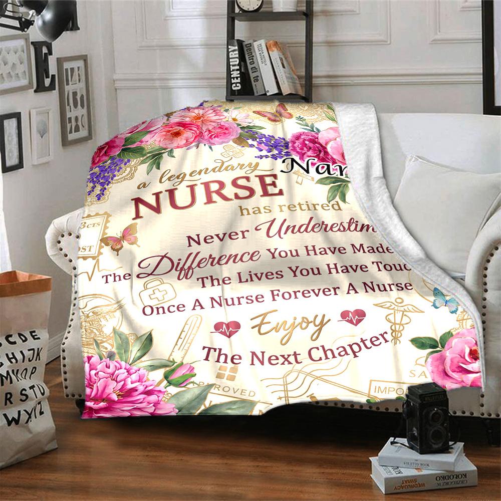 Nurse'S Legacy Blanket Personalized Name Soft Warm And Versatile For Sofa Bed Office And Travel Machine Washable Comfortable In All Seasons Best