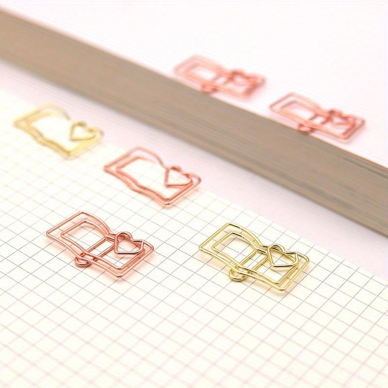 10pcs Fantastical Cartoon Paper Clip Bookmark - Rose Gold Curve Design, Suitable for Learning, Exams, and Books