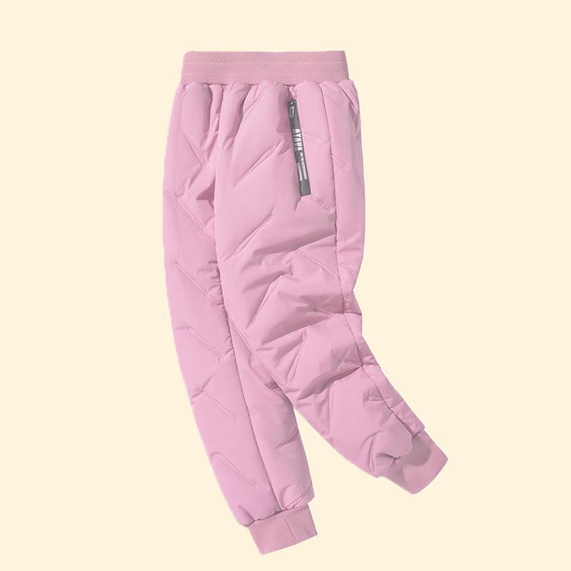 

Boys Fleece-Lined Cotton Sweatpants: Extra Thick, Warm, Trendy Ankle-Cuff Pants for Autumn & Winter. 150cm рожевий