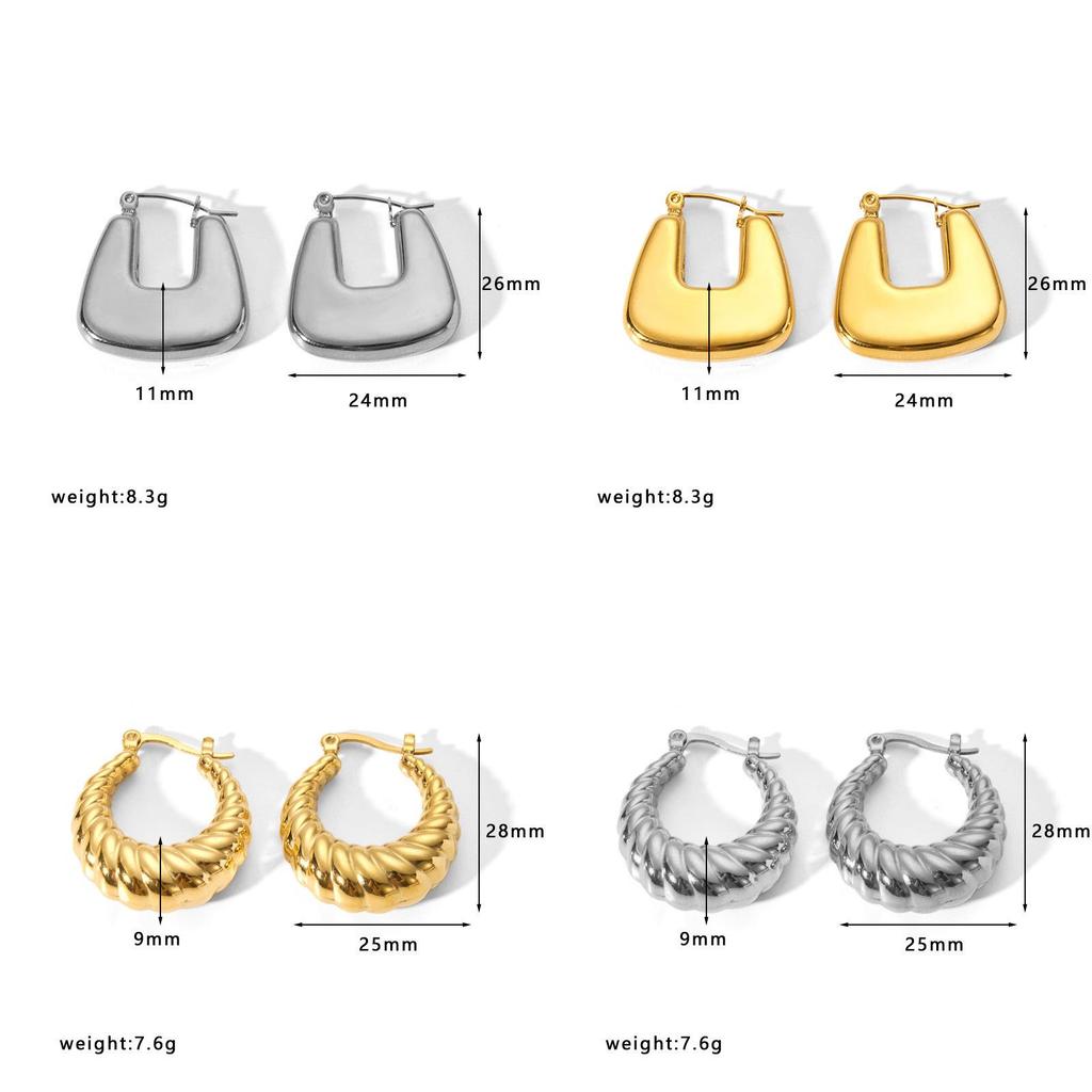 Geometric Gold Stainless Steel Earrings For Women Fashion Jewelry Gift For Ladies