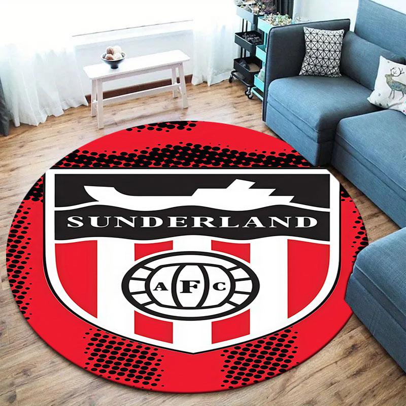 Sunderland Association Football Club Round Area Rug,Carpet Rug for Living Room Bedroom Sofa Playroom Decor,Non-slip Floor Mat