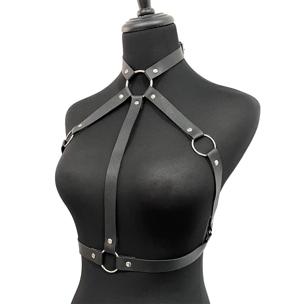 Dámský gotický postroj kožené spodní prádlo pásek na meč bondage hrudní postroj BDSM podvazkový pás nastavitelné gotické oblečení dospělé doplňky