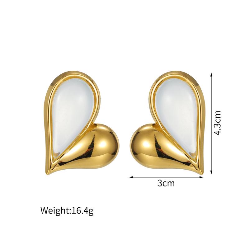 18K Gold Stainless Steel Irregular Heart Stud Earrings for Women - High-End Niche Fashion Design