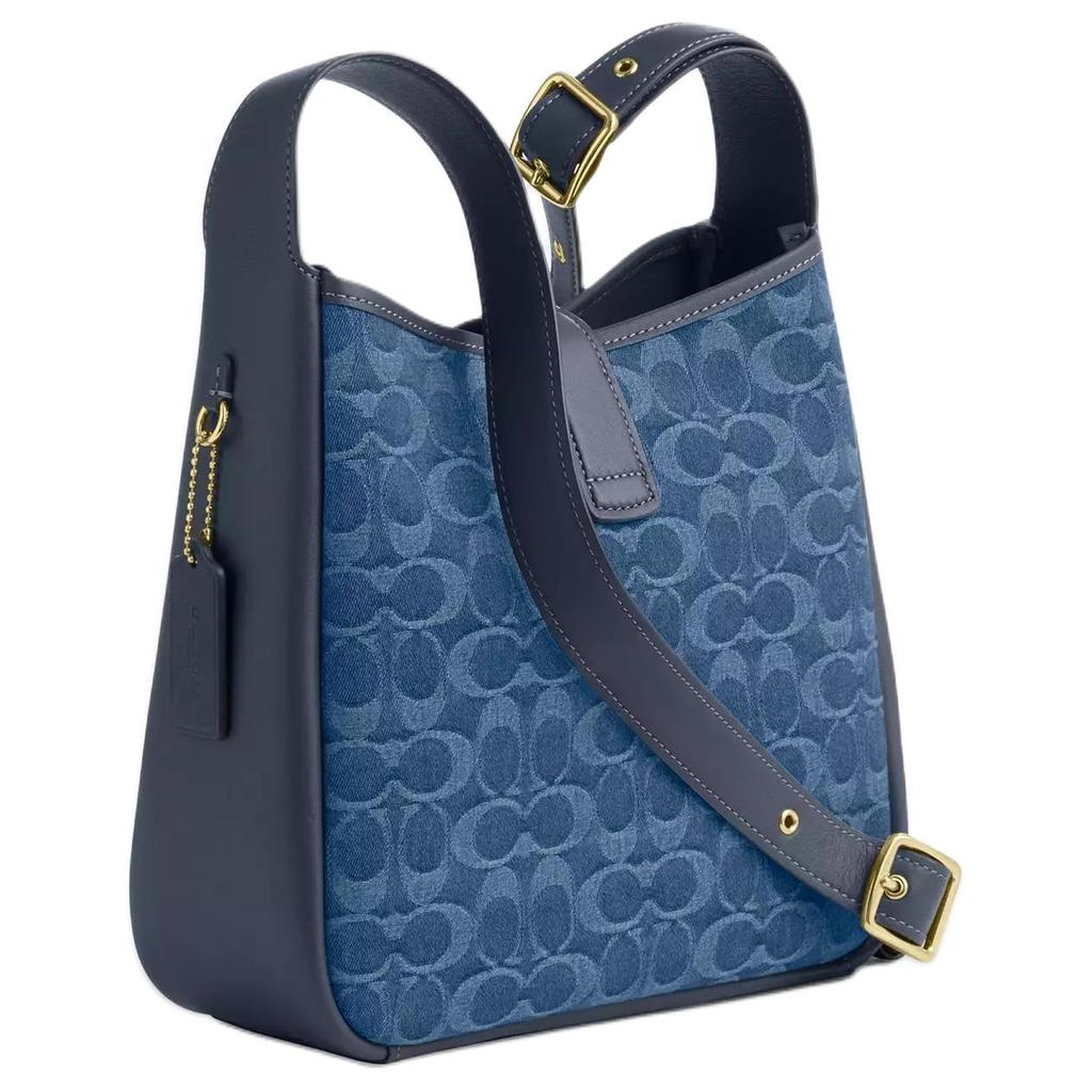 Coach Hadley 25 Classic Logo Denim And Leather Shoulder Bag Medium Women shoulder bag Indigo CDB98-IMTYV