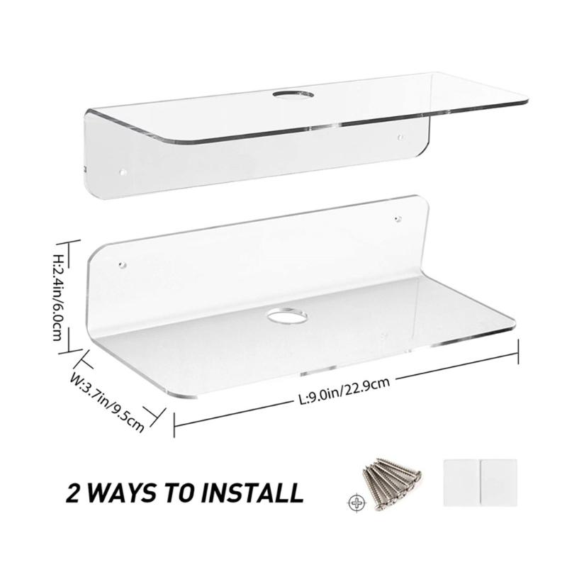 Speakers Organizer Rack Acrylic Wall Mounted Display Stand Shelf Holder Home Storage Self Stick-On