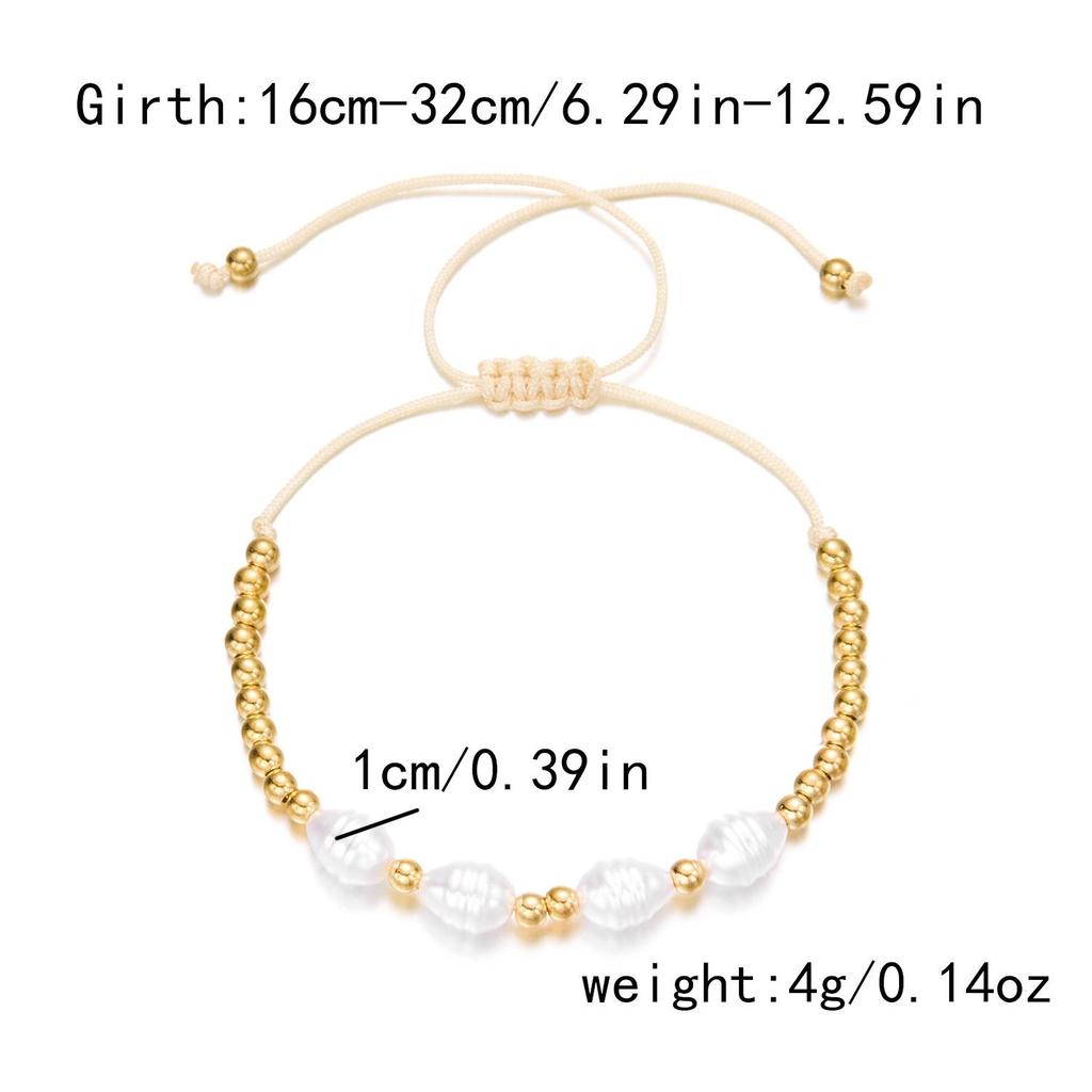 Trendy Hand-Woven Rice Bead Pearl Bracelet Set for Women