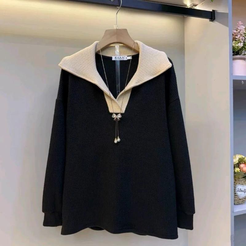 Sweater for Women Winter Oversize V Neck Thickened Pullover Warm Knitted Stretchy Long Sleeve Oversize Jumper Sweater Tops