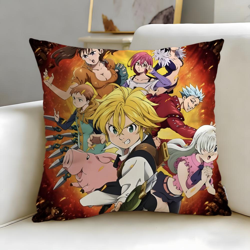 classic anime The Seven Deadly Sins Cushion Cover Soft  EasyWash Pillow Case  Versatile for Couch Bed Travel and Office
