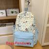 Adorable Dog Print College Backpack With Durable Nylon And Geometric Pattern For Students