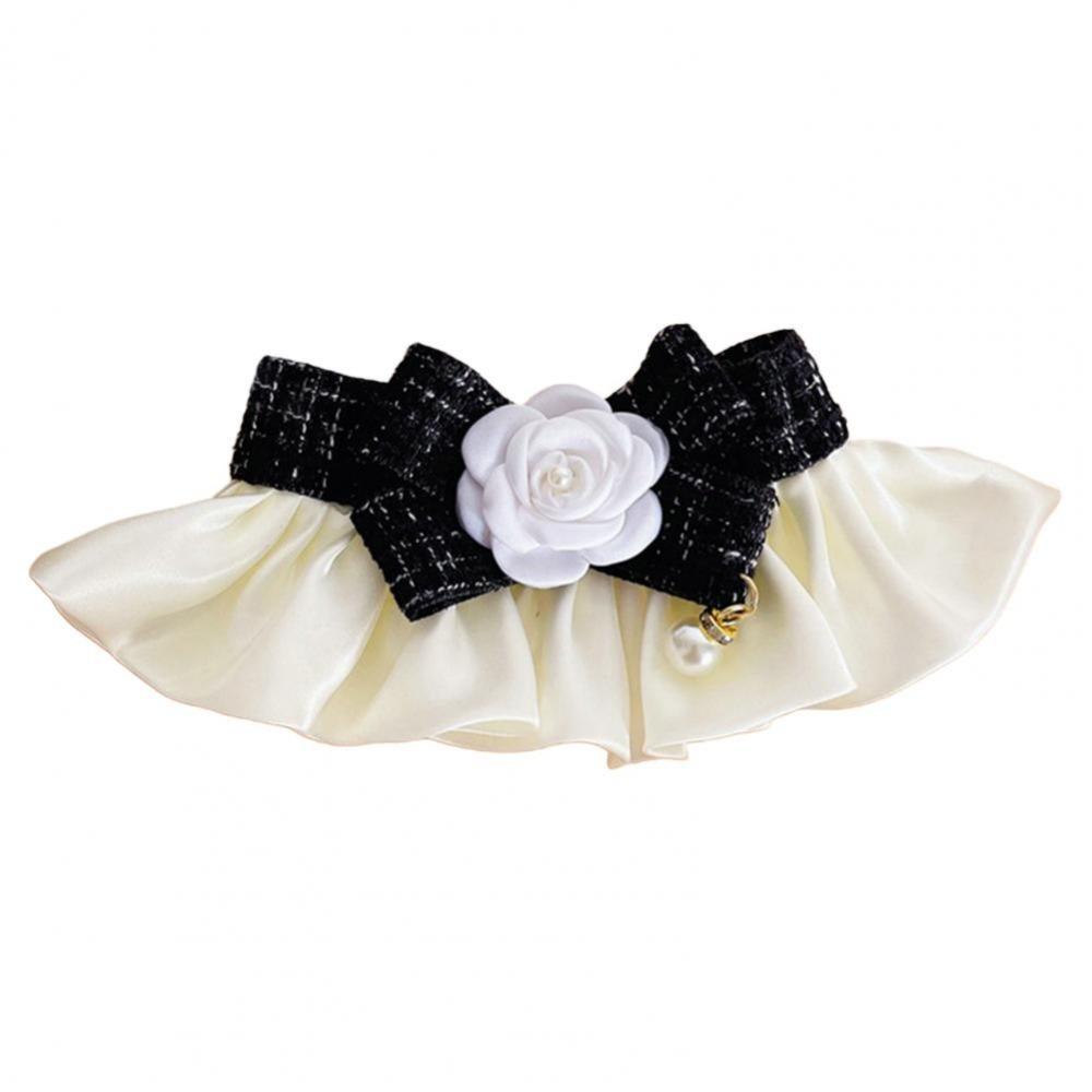 

Plaid Pet Lace Bib Cosplay Cat Necklace Pet Gift Puppy String Bib Photo Props M-Style 1 Black