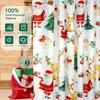 Christmas Shower Curtain Santa Claus Reindeer Tree Gift Design Holiday Theme Festive Decor Waterproof Fabric Xmas Bathroom