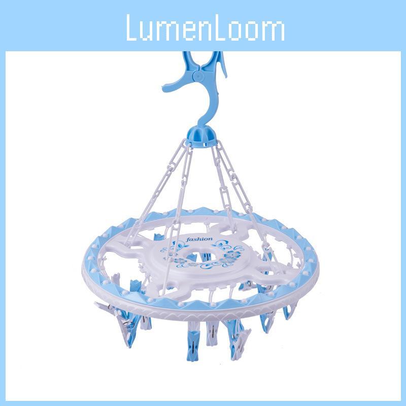 Versatile 20-peg Round Clothing Drying Rack In Blue And Pink For Small Garments