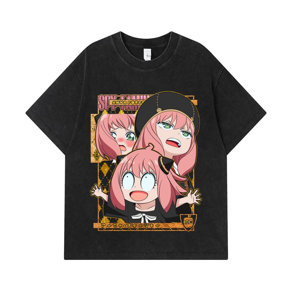 275 GSM Washed T-shirts 100% Cotton Spy x Family V12 Anya Print Unisex Heavy Cotton T Shirt