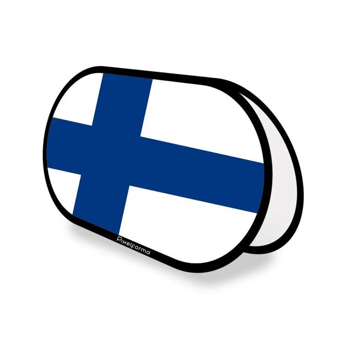 Drapeau Ovale - Finlande - 70 X 120 Cm - Polyester - Impression Recto/verso - Pliable Rétractable