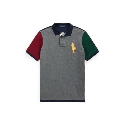 Polo Slim Fit Big Pony Color Block Koszulka Polo z Krótkim Rękawem Męskie topy Szary MNPOKNI1N821457-020