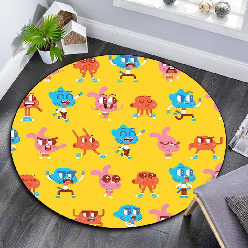 The Amazing World of Gumball Round Area Rug,Carpet Rug for Living Room Bedroom Sofa Playroom Decor,Non-slip Floor Mat