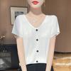 Short-sleeved V-neck Plus-size Women's T-shirt Summer Form-fitting Topsimple Base Layer