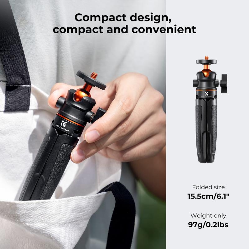 K&F CONCEPT Portable Extendable Selfie Stick Tripod Aluminum Alloy 1/4” Screw 2kg Load Capacity with Phone Holder Remote Shutter