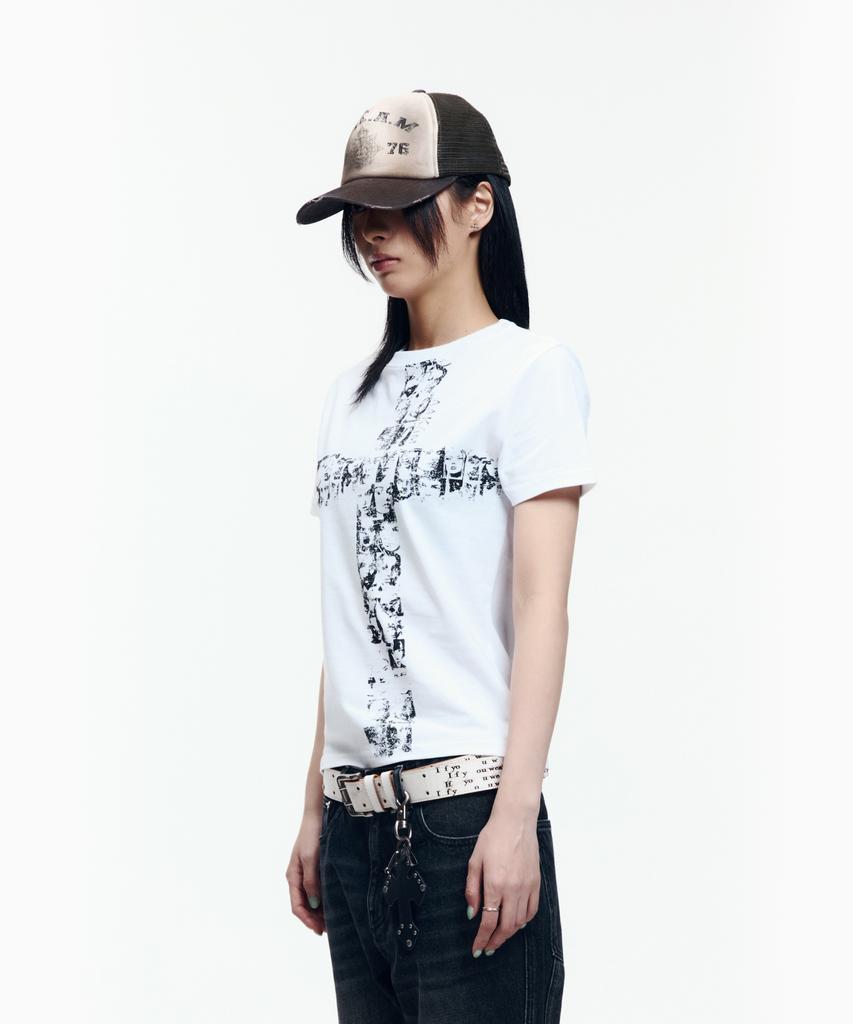 AAKAM Mosaic Cross Half Top (White)