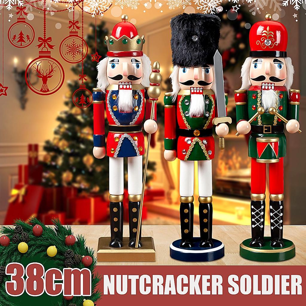 Green Uniform 30cm Classic Christmas Wooden Soldier Nutcracker Decoration