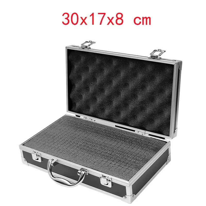 ToolBox Portable Aluminum Safety Equipment Toolbox Instrument Case Storage Box Suitcase Impact Resistant Case with Sponge 30x17x8cm