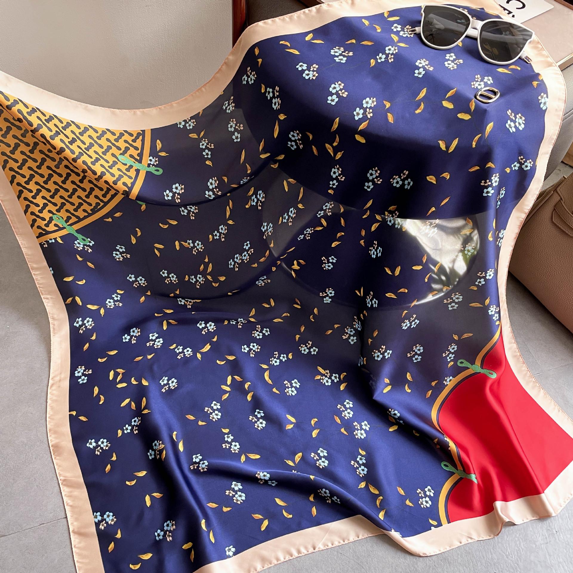 

Высококачественные роскошные шелковые шарфы, повязка на голову, шарфы, шейный шарф для женщин, шелковый шарф с цепочкой, женская декоративная шаль 90-90cm