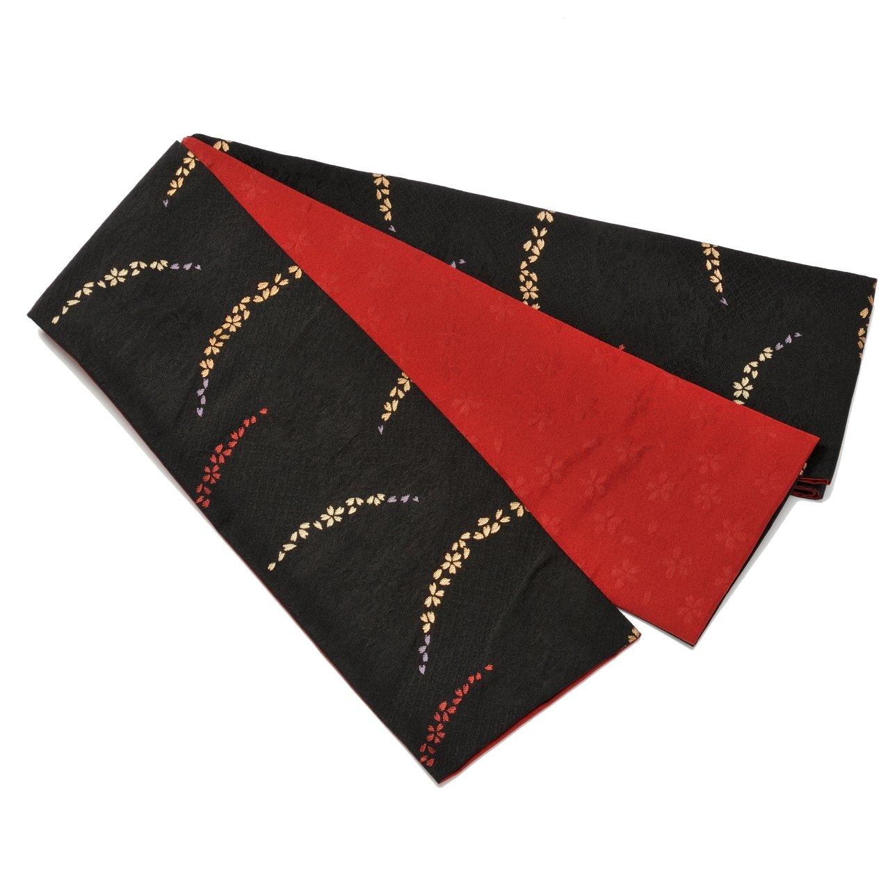 

Kiryu Woven Affordable Half Width Obi Tsuyu Shiba Made in Japan Half Width Obi [Warakura] (Black) чорний