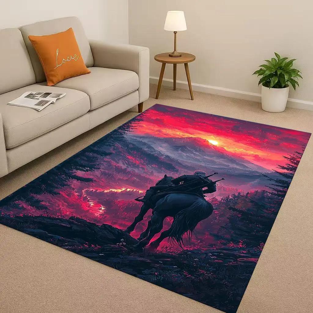 HD The W-Witcher Game Geralt Gamer Cartoon Living Room Non-Slip Area Rug Carpet For Bedroom Playroom Sofa,Home Doormat Kid Gift