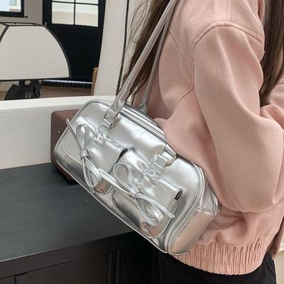 Schleife Schulter Unterarmtasche Damen Weihnachten Tragetasche Kissentasche Bowlingtasche Stilvolle Pendlertasche
