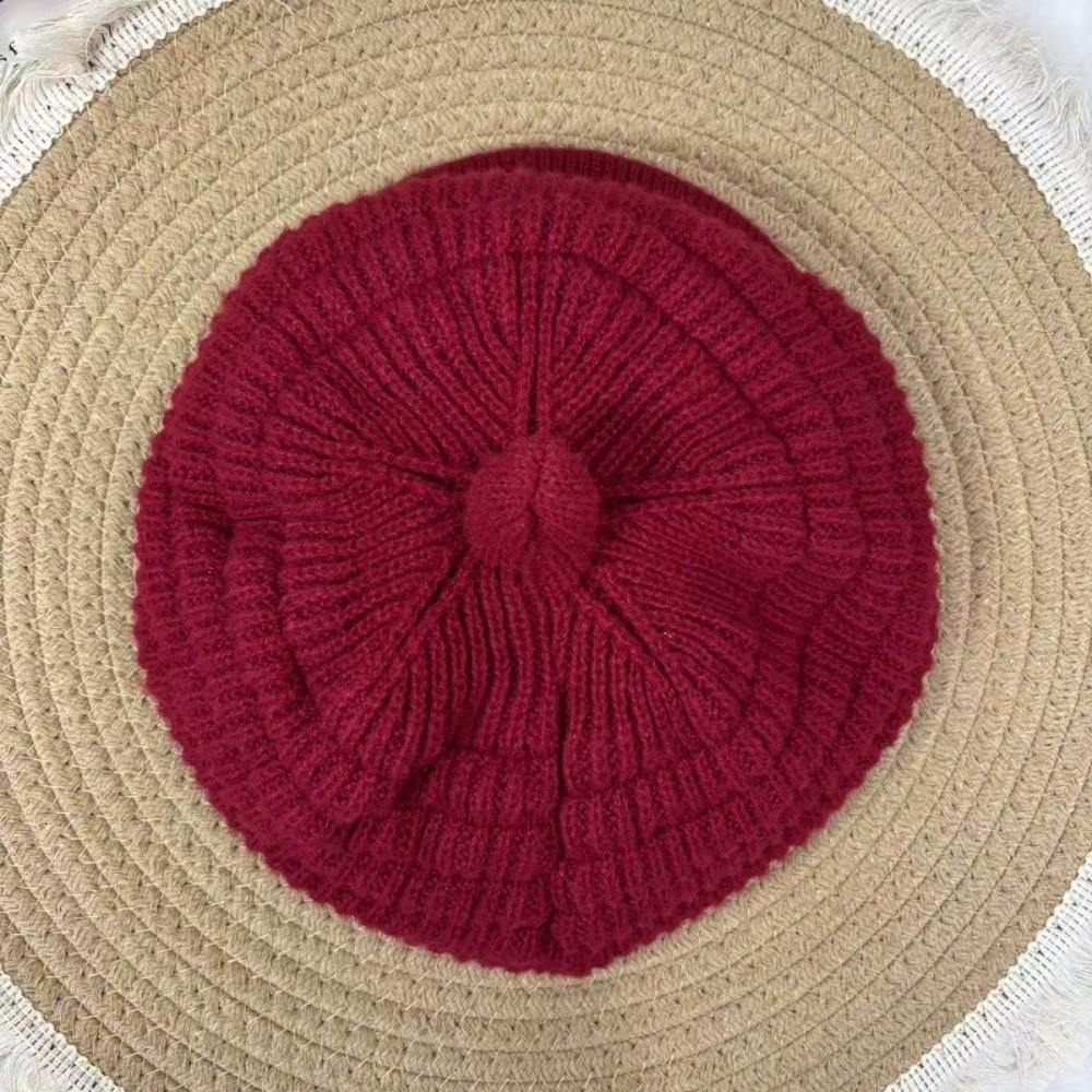 Solid Color Beanie Cap Wool Snow Ski Caps Fashion Newsboy Beret  Winter