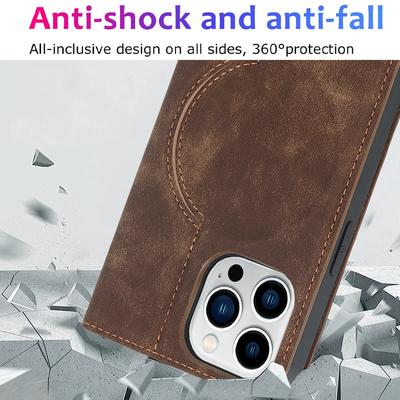 Magnetic Leather Wallet Phone Cover for IPhone 16 Pro Max 14 Plus 13 15 12 for Magsafe Wireless Charging Stand Card Solt Case
