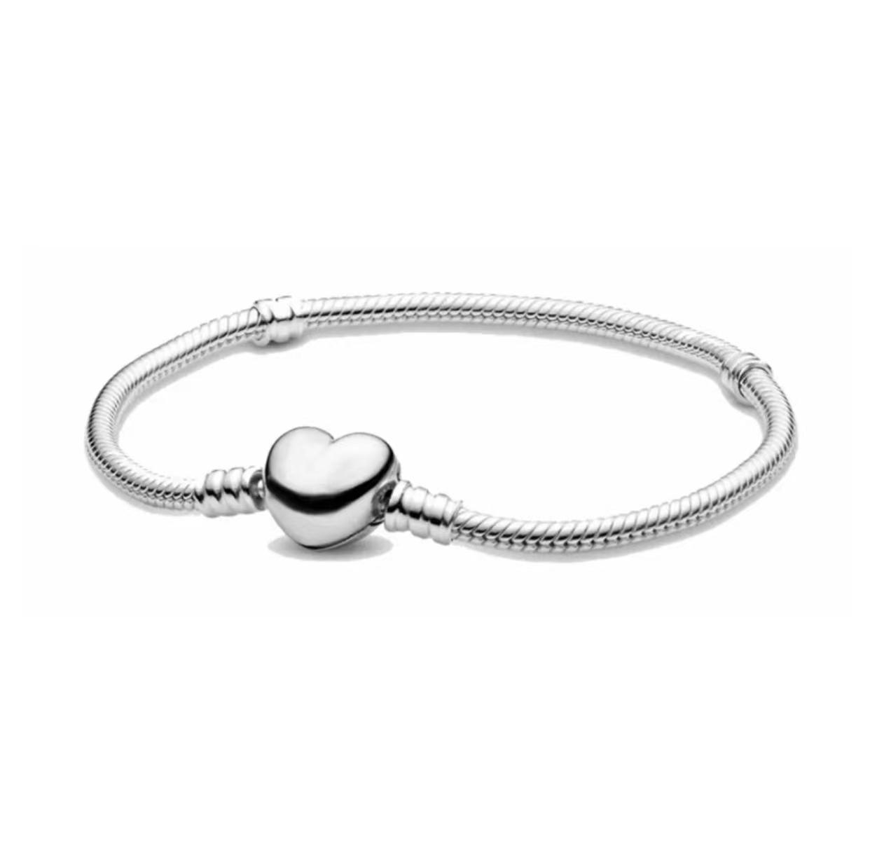 

Original 925% silver fashionable round heart snake bone bracelet for women DIY luxury jewelry gift making 16cm