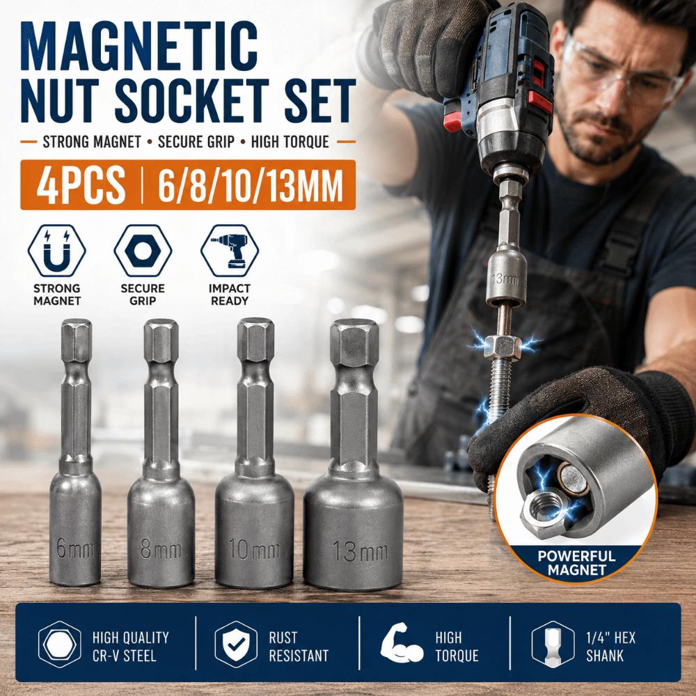 6-13 Mm Steel Socket Adapter Set 1/4” Hex Bolt Driver Socket Kit Deepen Magnetic Bits Hand Tools