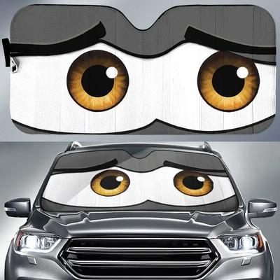Auto Voorruit Cartoon Kleine Ogen Windscherm Zonnescherm, Anti-UV Auto Zonnescherm, Autohoes, Auto Zonnescherm