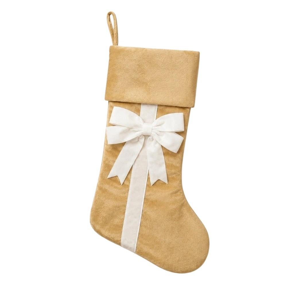 Retro Christmas Gift Bag Lagre Size Xmas Tree Hanging Socks Bow Christmas Stocking Mall