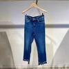 French Niche Spring/Summer 2026 Beaded Hem Flower Slim-Fit Jeans