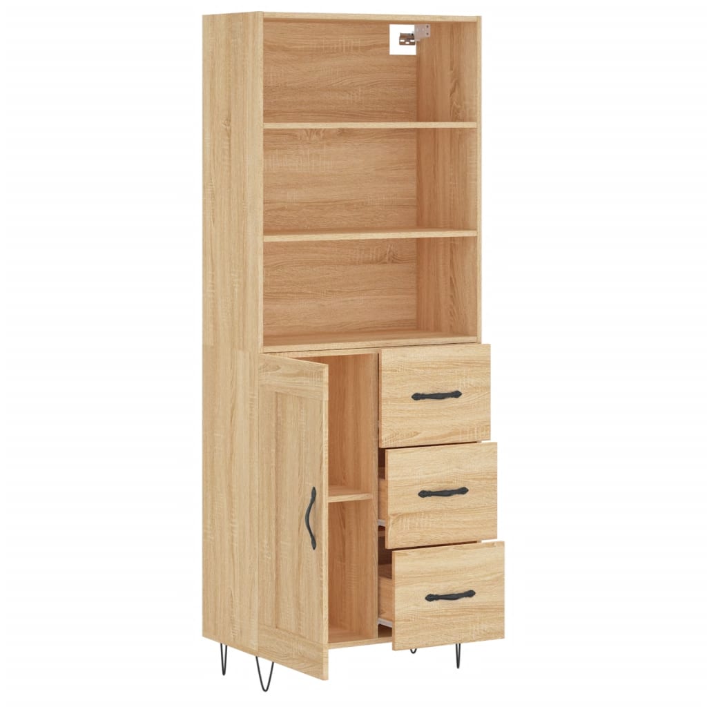 Highboard in Sonoma Oak Finish 69.5 x 34 x 180 cm Particleboard