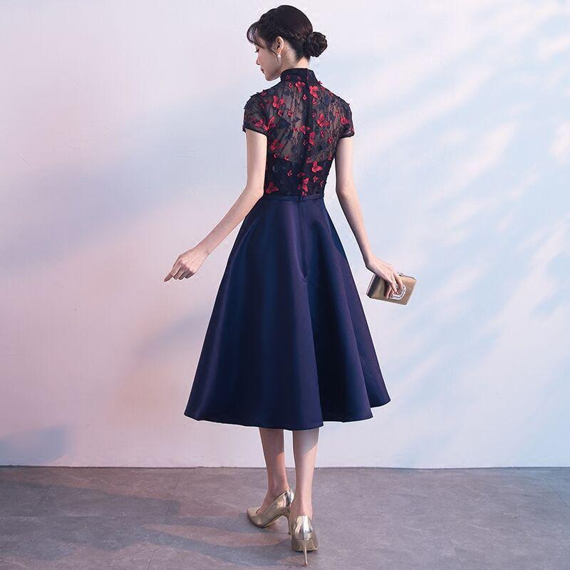 Small dress dress, new spring party slim and thin medium and long dress, annual meeting evening dress
