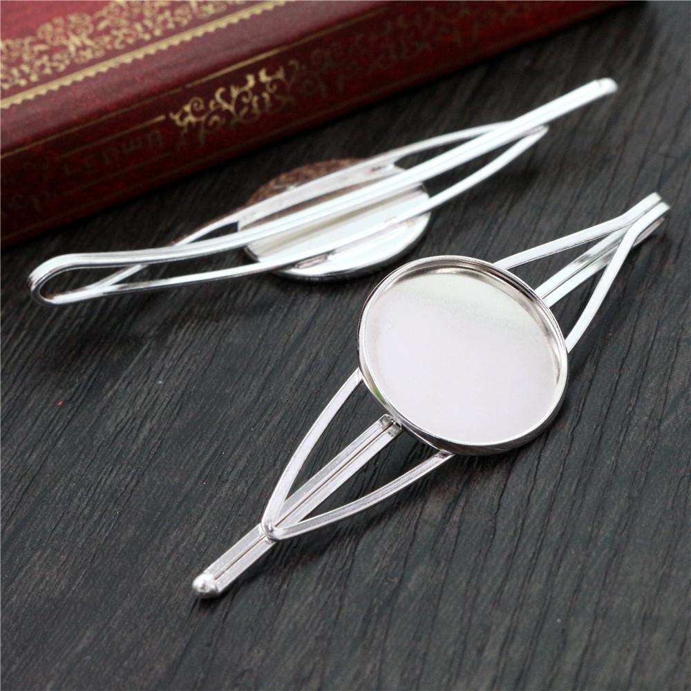 20mm 5pcs High Quality Bronze and Silver Plated 7 Colors Copper Material Hairpin Hair Clips Hairpin Base Setting Cabochon Cameo