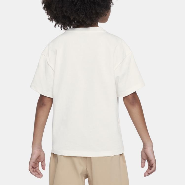 Nike T-Shirt Letter Logo Round Neck Short Sleeve Kids Tops Sail-White HF2128-133