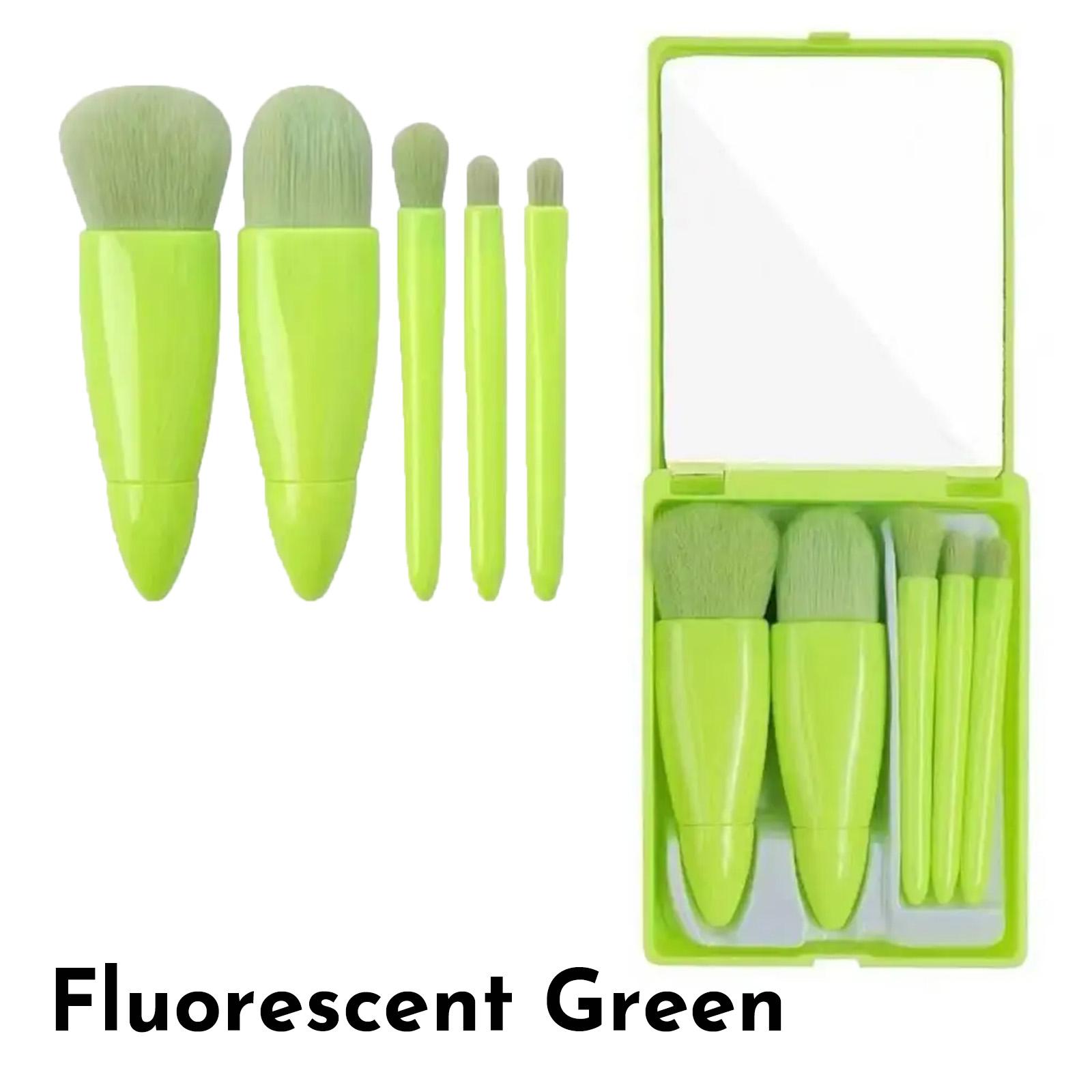 

Набор кистей для макияжа, который легко взять с собой в дорогу, 5 шт. Мини-комплект косметических кистей с полным набором функций и зеркалом — портативный, мягкий, прочный, идеально подходит для использования в дороге