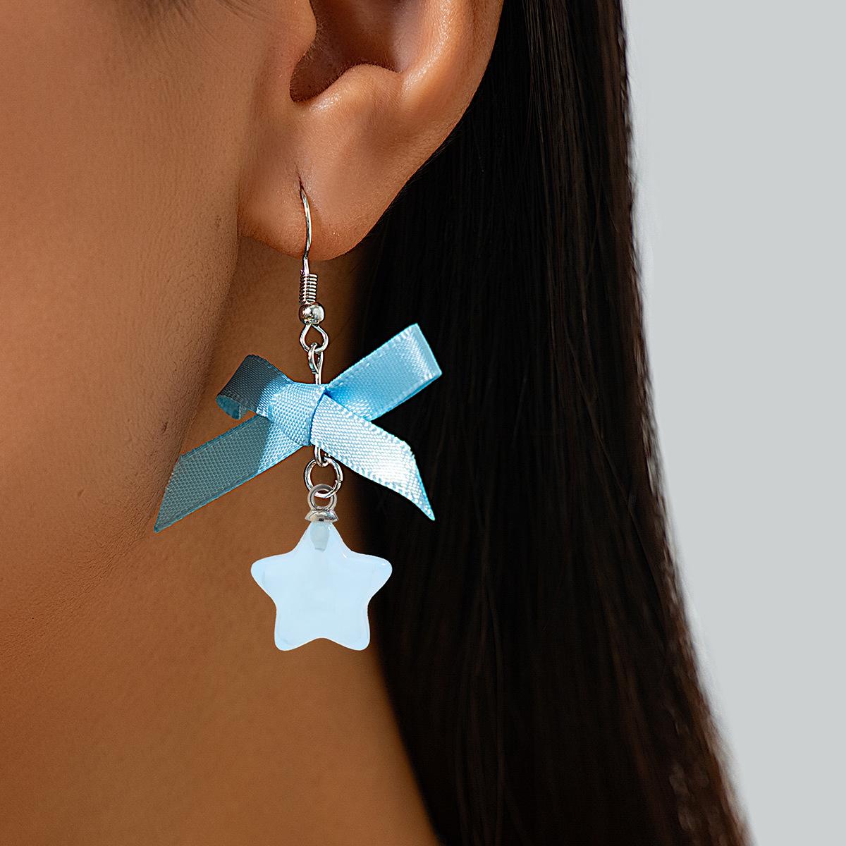 

Креативные серьги-звездочки с дофамином, пасторально-сладкие, свежие и прохладные серьги с подвесками-бантиками