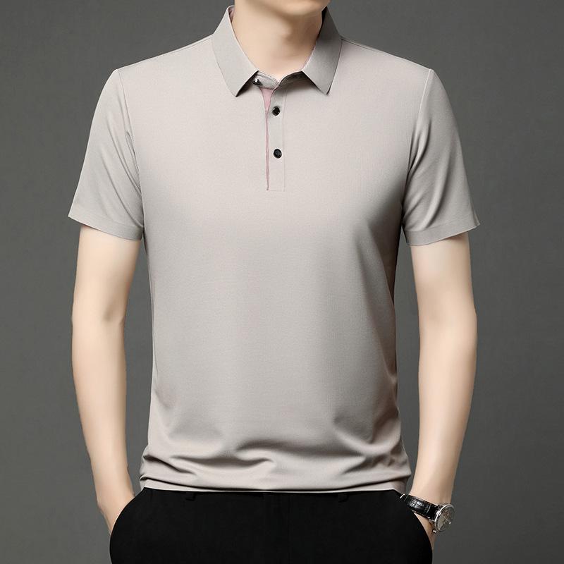 Summer 2026 Men s Short-sleeved Solid Color Lapel T-shirt M