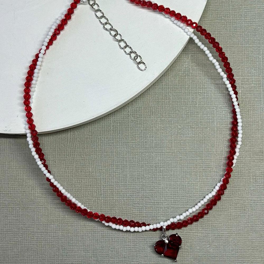 

Exaggerated Baroque Red Transparent Crystal Chain With Sexy Zircon Cherry Pendant Necklace For Women Wedding Praty Gift N0541