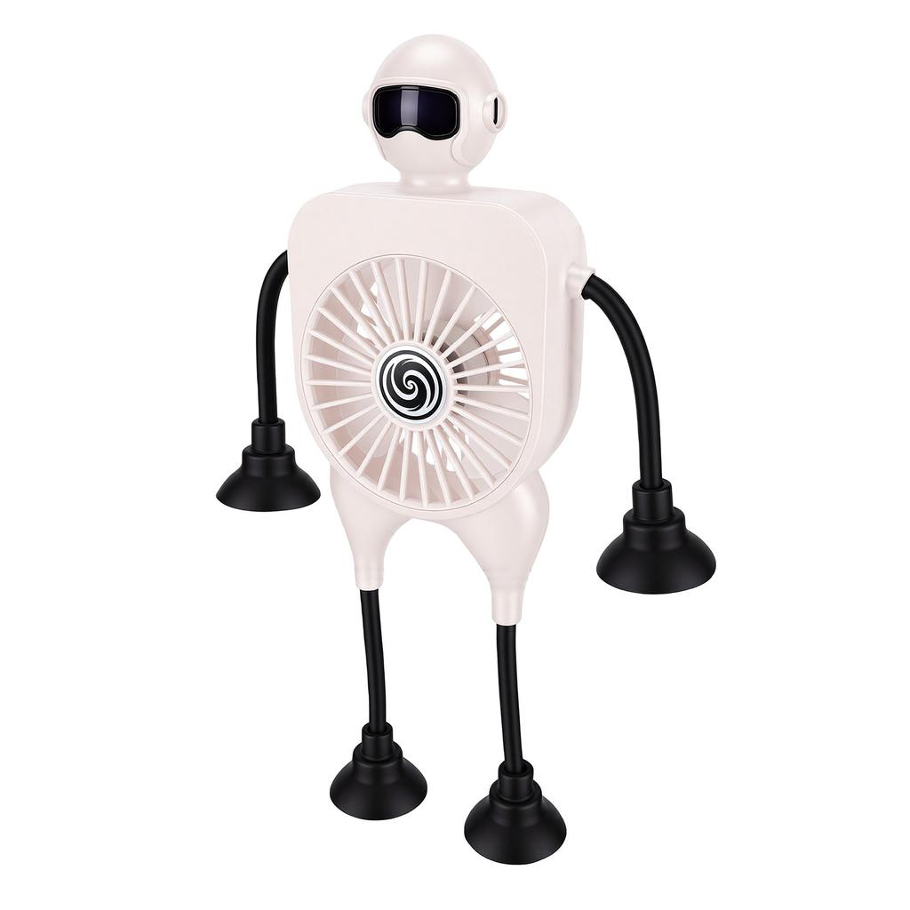 Desk Fan Robot Shape with Suction Cup 100 Speeds Digital Display USB Rechargeable Mini Desk Fan for Bedside Nightstand