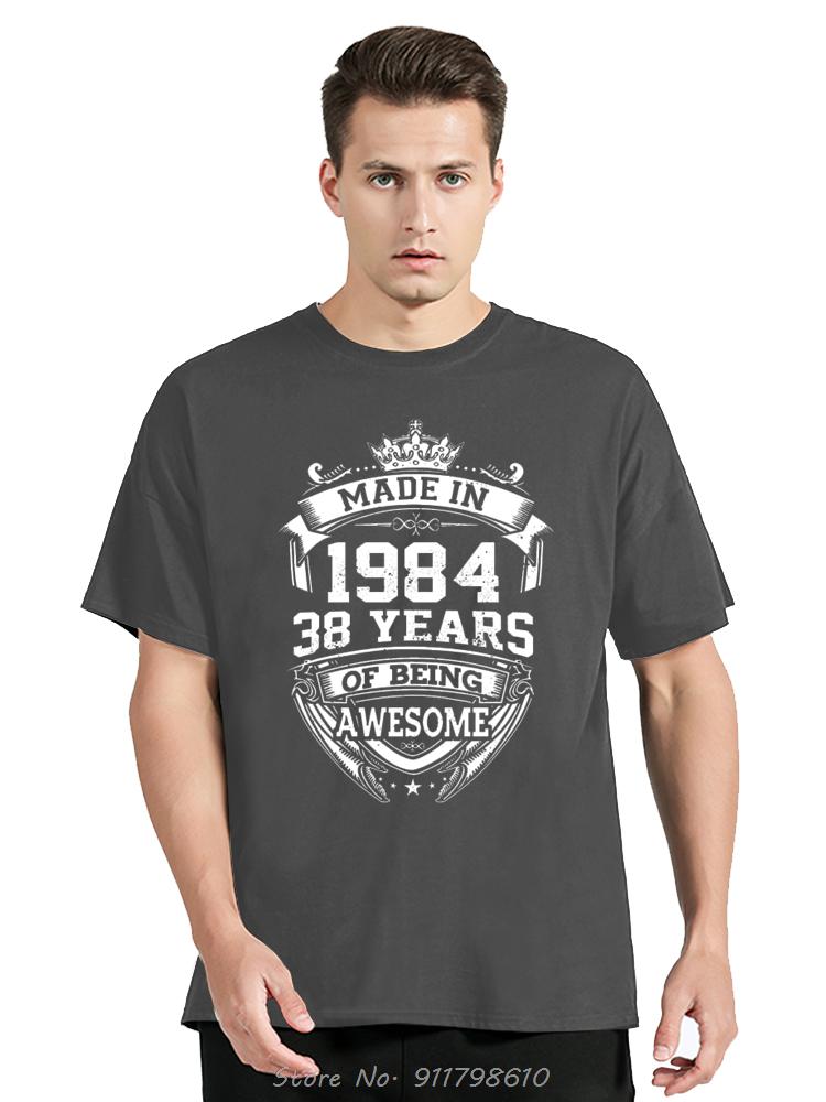 Vintage 1984 Birthday Cotton T Shirt for Oversized Short Sleeve Clothing Retro T-shirt Born In 1984 Clothes for Men Tops Tee