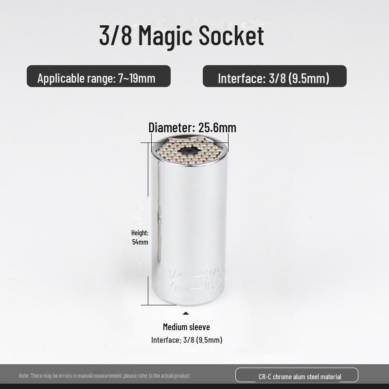 

Набор универсальных торцевых ключей с метрическими и дюймовыми головками, хром-ванадиевая сталь, 7-19 мм Enhanced 7-19MM single sleeve