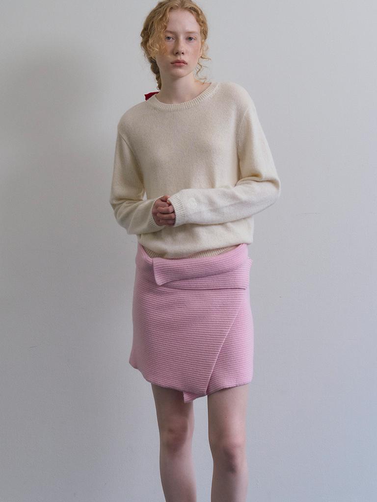 TINKNIT Cashmere Wool Blend Wrap Skirt_Pink