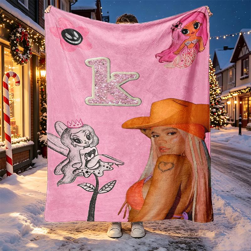 Karol G Pattern Blanket for Home Decoration, Bed, Sofa, Car Travel, Camping, Suitable for All Seasons, Birthday Christmas Gift